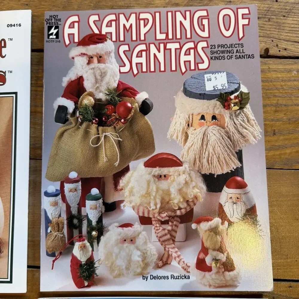 Vintage Craft Pattern Lot Santa Sewing Crochet Pot Holders Banner Flags 4pc